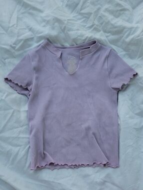 Art Class Lilac Ribbed Lettuce-Edge Tee Youth Size L (10/12)